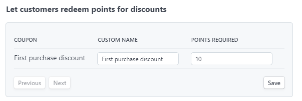 Redeem points for a discount